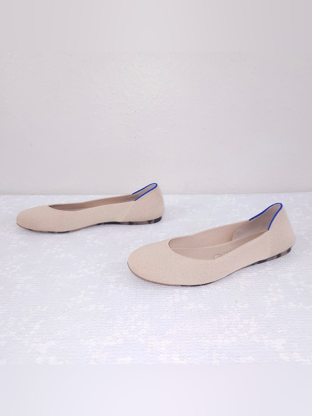 ROTHY'S The Square Ballet Flats US 8.5 Ecru Knit Washable Slip-On Shoes - Picture 2 of 11